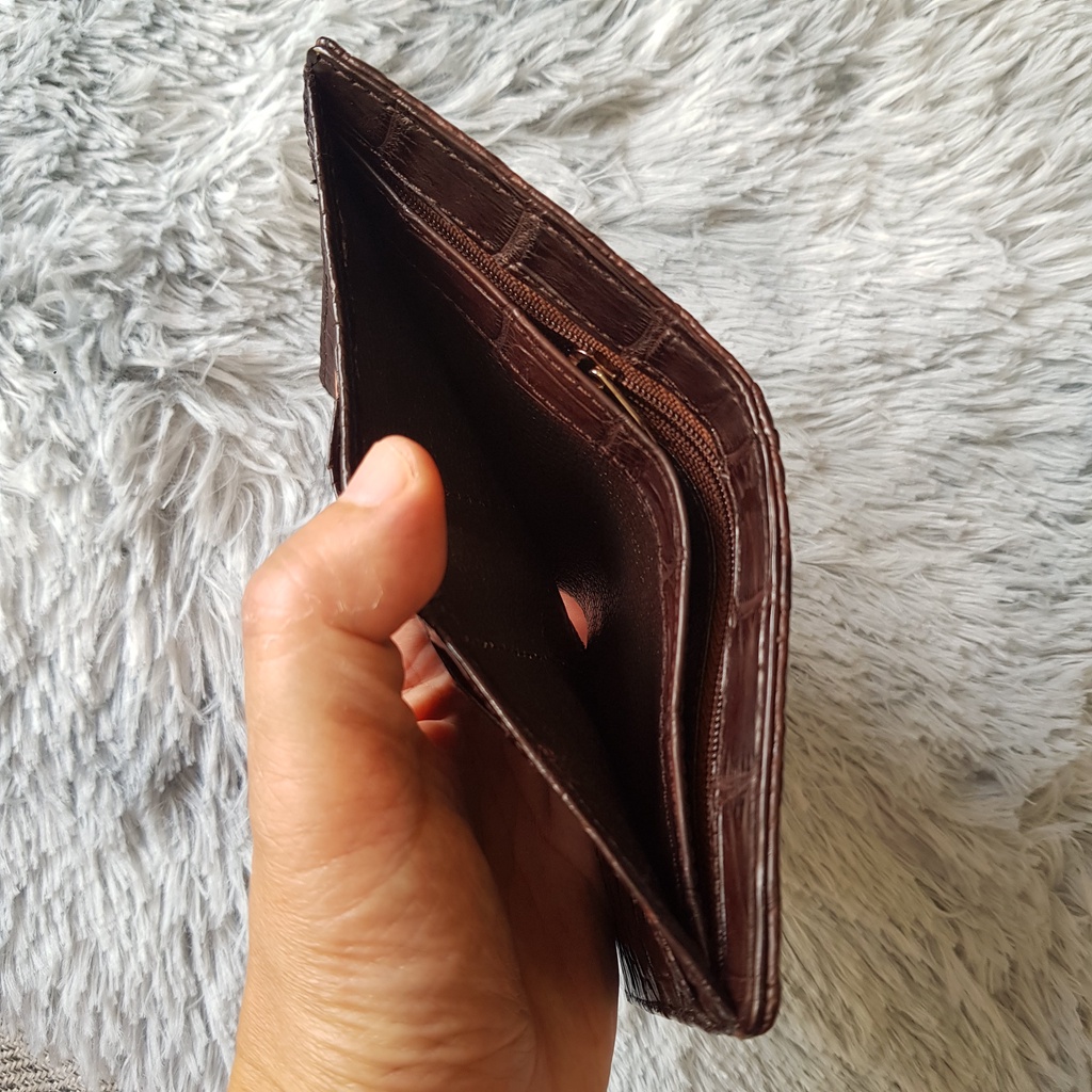 Ví Da Cá Sấu, Da Gù | Ví Cá Sấu 2 Mặt, Ví Da Cá Sấu, Bóp Cá Sấu, Ví Cá Sấu Màu Nâu | Dáng Đứng, Bóp Cá Sấu Nguyên Tấm