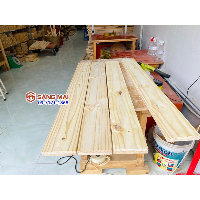 Tấm gỗ thông mặt rộng 12cm x dày 1cm x dài 120cm + láng mịn 4 mặt