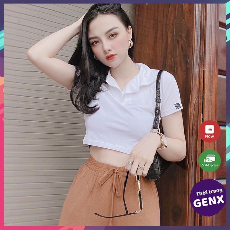 Áo Croptop Nữ MOLENTO Áo Polo Nữ Crt Thun Sơ Mi Ulzzang Crop Top Phông Cổ Bẻ Kiểu Ôm Body Có Cổ Tay Ngắn Đẹp - M16