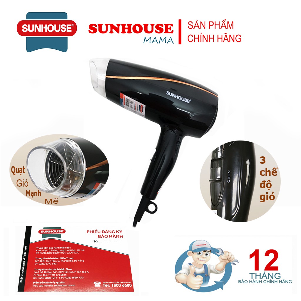 Máy sấy tóc sunhouse SHD2306 - Bảo hành 12 tháng [ Có ảnh thực tế ]