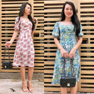 Đầm xòe Misa Fashion nhún ngực, họa tiết hoa xinh đẹp, giá rẻ MS400