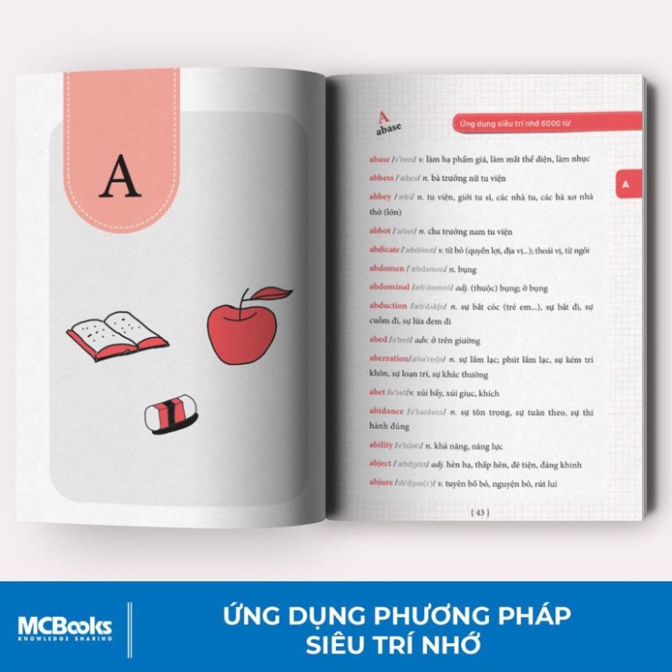 Sách - Ứng Dụng Siêu Trí Nhớ 6000 Từ Vựng Tiếng Anh Thông Dụng Nhất Cho Người Học Tiếng Anh Cơ Bản [MCBOOKS]