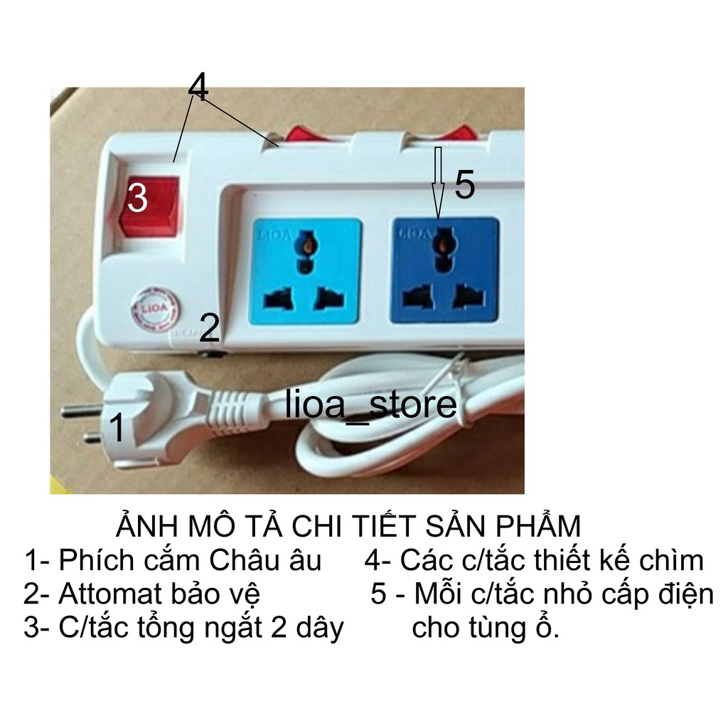 Ổ CẮM ĐIỆN LiOA 4 ĐA NĂNG  CÓ ĐỒNG HỒ  - PHICH CHÂU ÂU