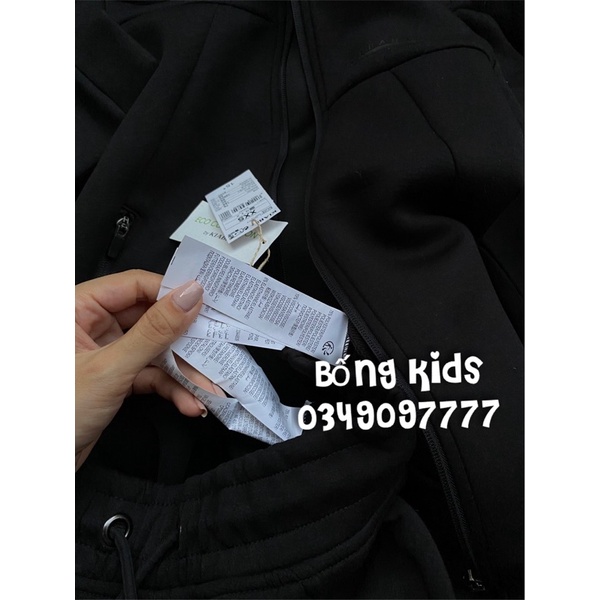 Bộ Nỉ Ép Hoodie Nam Kéo Khoá Đen Kiabi