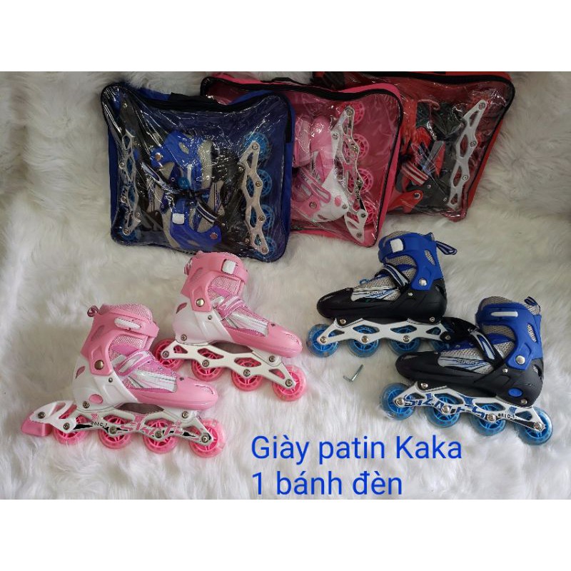 Giày trượt Patin Kaka sport 1 bánh đèn, dành cho trẻ em tặng kèm bộ bảo hộ patin