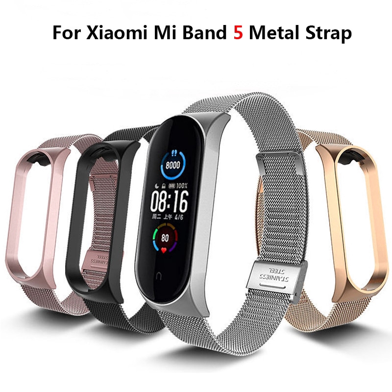 Dây Đeo Kim Loại Thay Thế Cho Đồng Hồ Thông Minh Xiaomi Mi Band 6 5 4 3 2