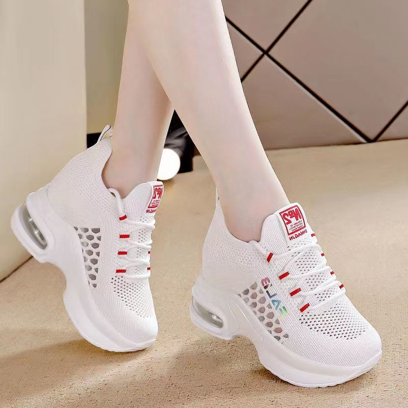 Giày Thể Thao Phối Lưới Thoáng Khí Đế Độn 8cm Thời Trang Mùa Hè Mới Cho Nữ