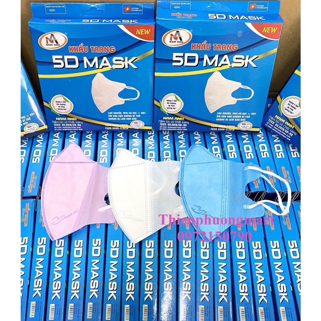 1000 cái khẩu trang 5D FAMAPRO thiết kế 3D Mask kháng khuẩn 10 cái/ hộp 3 lớp (1 thùng)