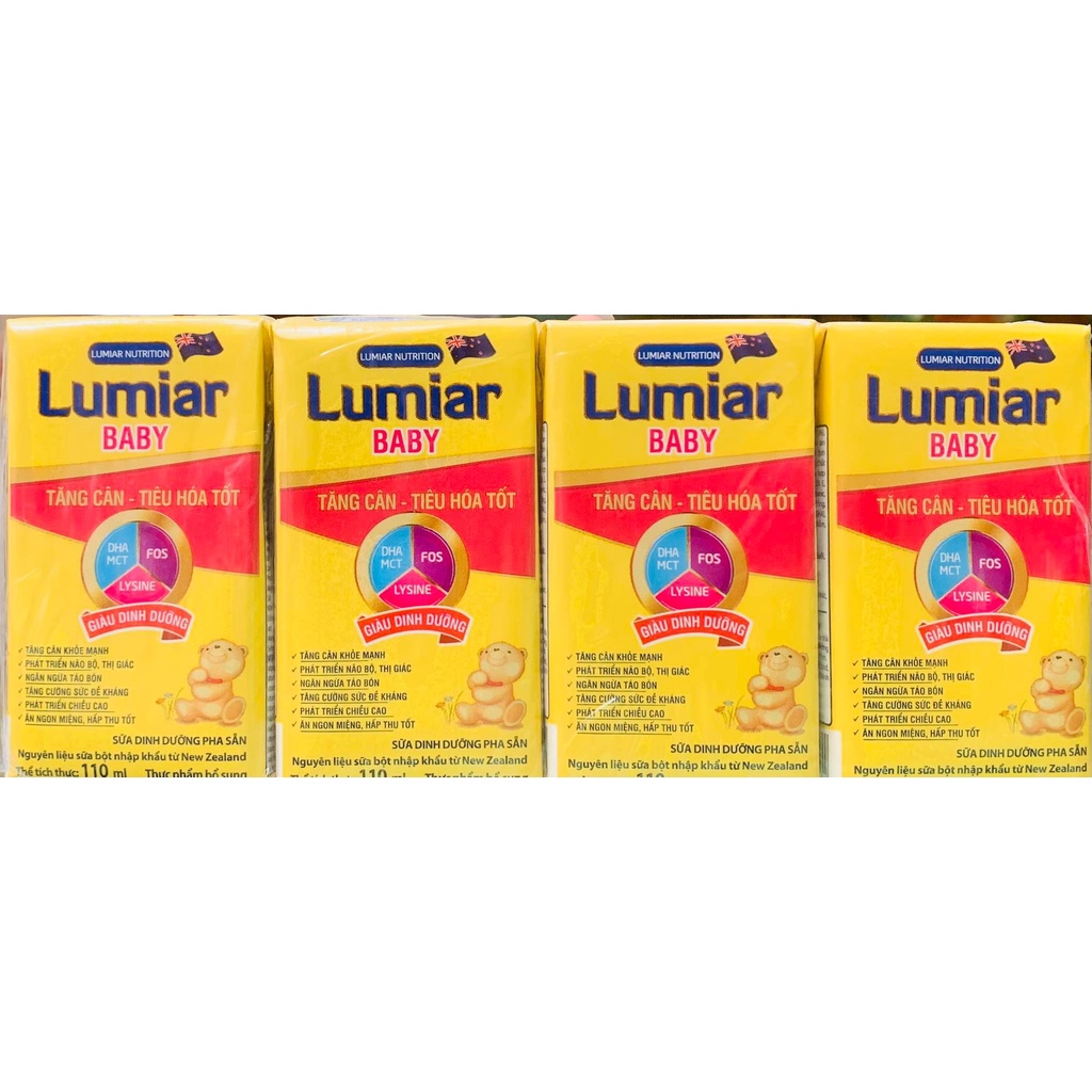 Thùng Sữa Bột Pha Sẵn Lumiar baby _ Dành cho trẻ 6 tháng tuổi trờ lên giúp tăng cân, tiêu hoá tốt 48 hộp 110ml