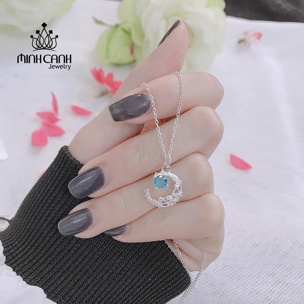 Dây Chuyền Bạc Nữ Mặt Trăng Đính Đá Sang Trọng - Minh Canh Jewelry