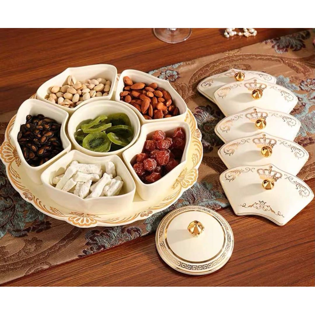 KHAY MỨT SỨ 6 NGĂN CÓ CHÂN XOAY 360 ĐỘ