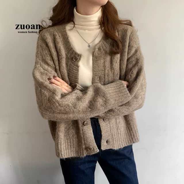 SUXI Áo Khoác Cardigan Dệt Kim Form Rộng Phong Cách Retro Hàn Quốc Cho Nữ