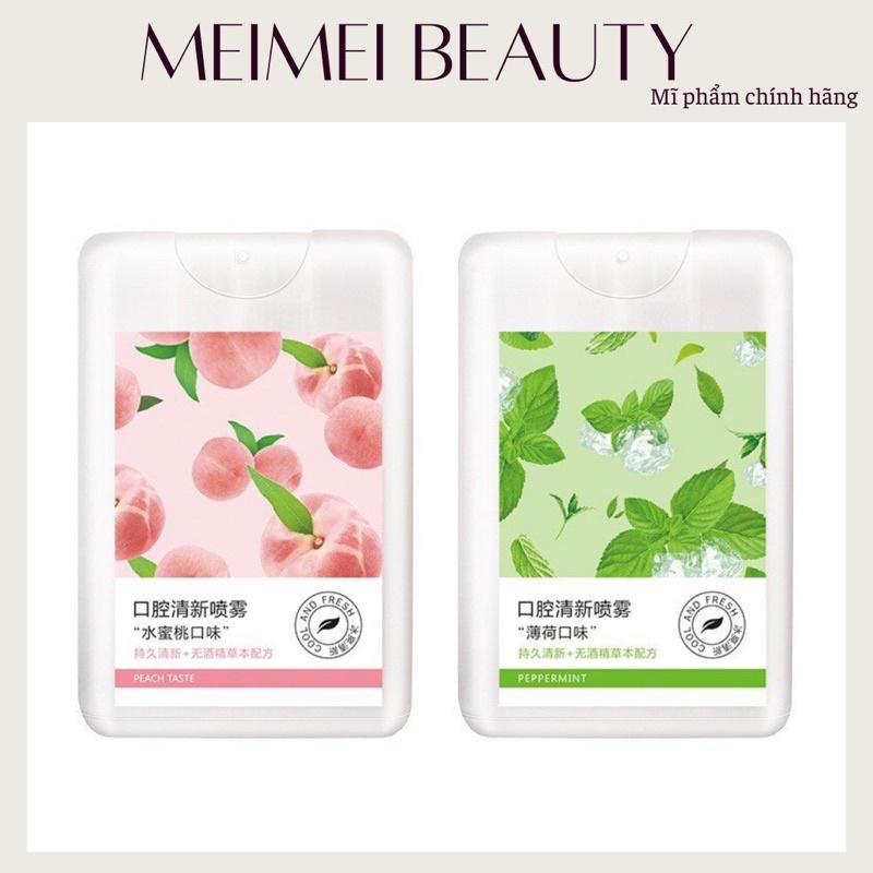 Xịt thơm miệng vị đào vị bạc hà Heyxi MeiMei Beauty