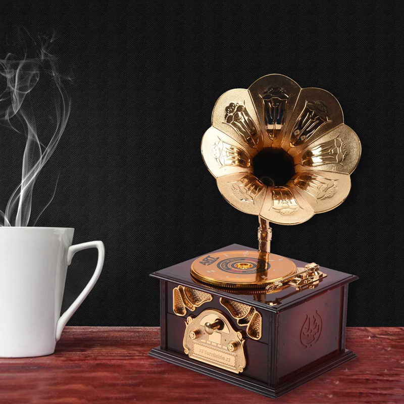 Hộp Nhạc Hình Gramophone Phong Cách Vintage Lãng Mạn Màu Sắc
