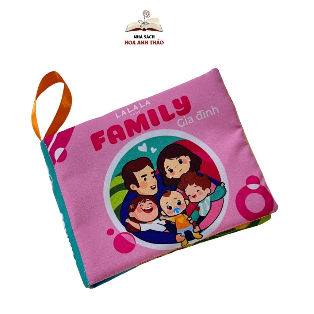 Sách vải cho bé sơ sinh 0 đến 12 tháng Lalala baby, an toàn tuyệt đối, kích thước 12x11cm, 8 mặt sột soạt. MẪU MỚI