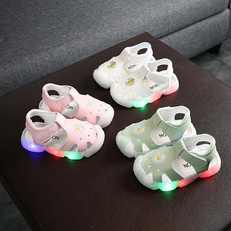 Giày Sandal Đế Mềm Kiểu Công Chúa Có Đèn Thời Trang Mùa Hè Cho Bé Gái Từ 0-6-8 Tháng Tuổi 0-1-3 Tuổi