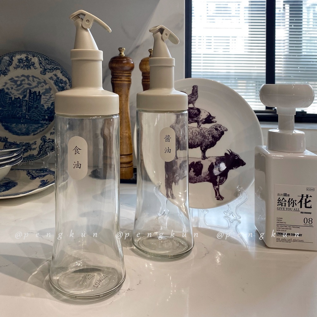 Bình Thủy Tinh Đựng Gia Vị/ Giấm/Nước Sốt Chống Rò Rỉ Màu Sắc Phong Cách Bắc Âu