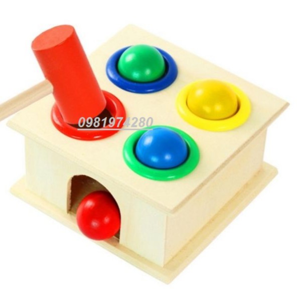 Đồ Chơi Hộp Đập Bóng Nhiều Màu Sắc Vui Nhộn Bằng Gỗ