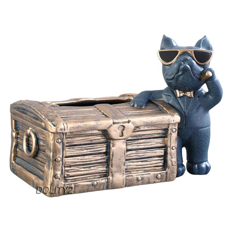 [Dolity2] Hộp Đựng Khăn Giấy Điêu Khắc Hình Chú Chó Bằng Nhựa Resin