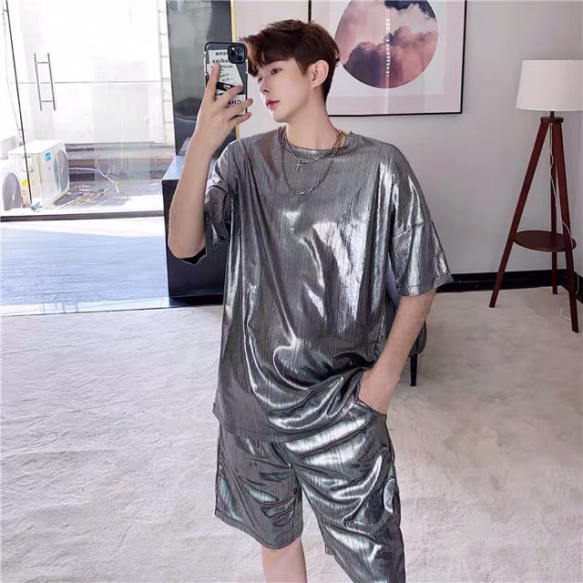 Áo thun tráng bạc ánh kim lóng lánh
