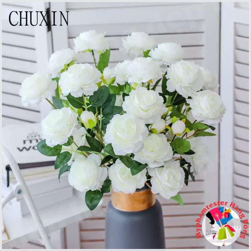(SIÊU RẺ) Hoa giả - Hoa mẫu đơn 3 màu decor, trang trí nhà cửa