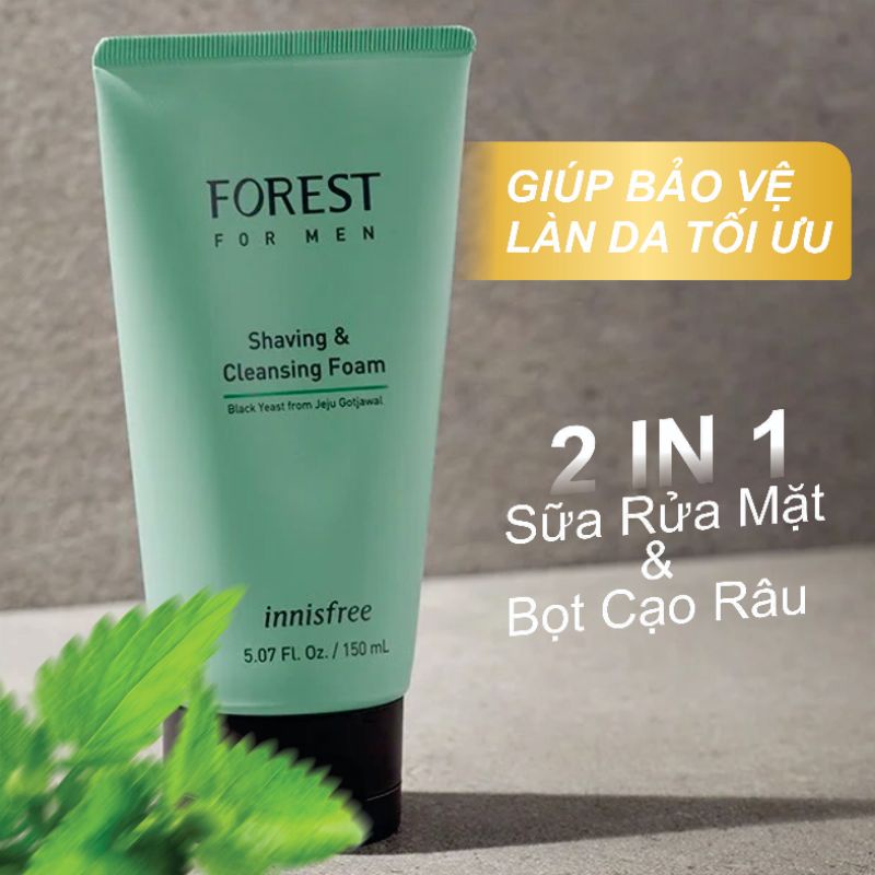 Sữa rửa mặt Innisfree DÀNH CHO NAM làm sạch sâu ngăn ngừa mụn thay bọt cạo râu Innisfree Forest For Men Saving
