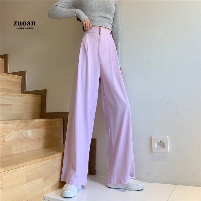 SUXI Quần Dài Cho Nữ Ống Rộng Màu Trơn Thời Trang Thanh Lịch