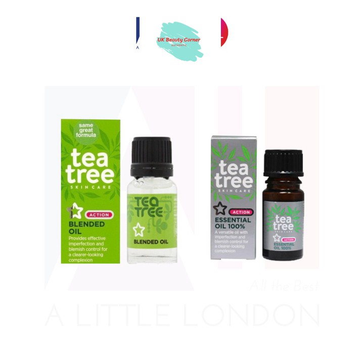 [Mã khuyến mãi] Tinh dầu tràm trà Superdrug Tea Tree Blended Oil 10ml / Essential Oil 100% 5ml (Bill Anh)