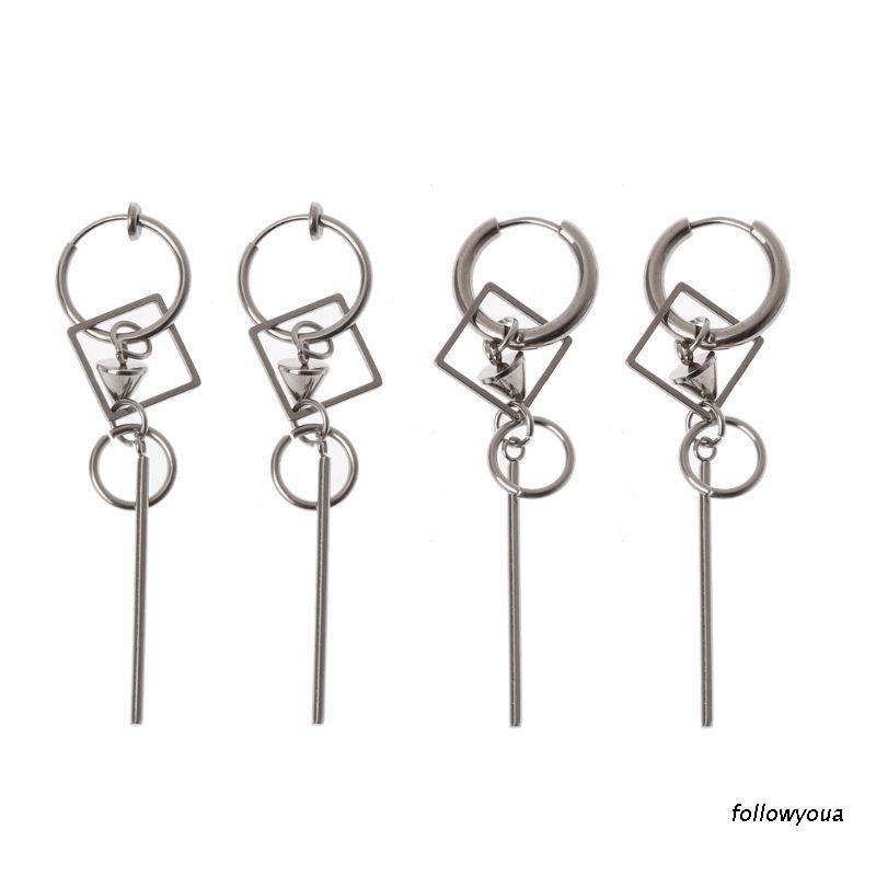 Bông Tai Dáng Dài Bằng Thép Không Gỉ Phong Cách Punk Hàn Quốc