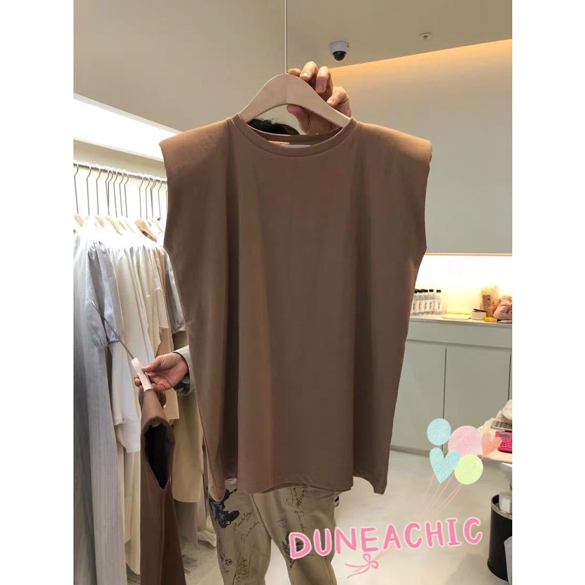 DUNEA Áo thun sát nách cổ tròn thiết kế đơn giản dành cho nữ