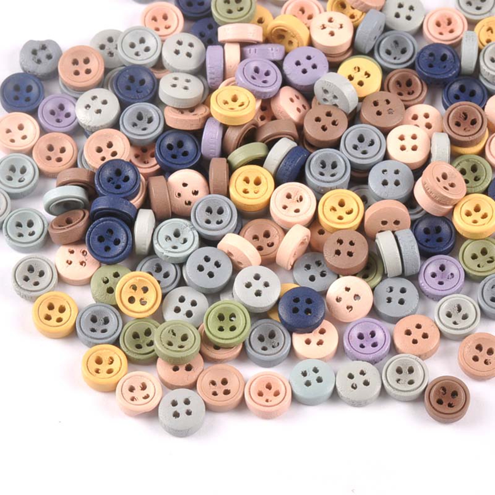 100 Cúc áo gỗ 9mm nhiều màu làm đồ thủ công