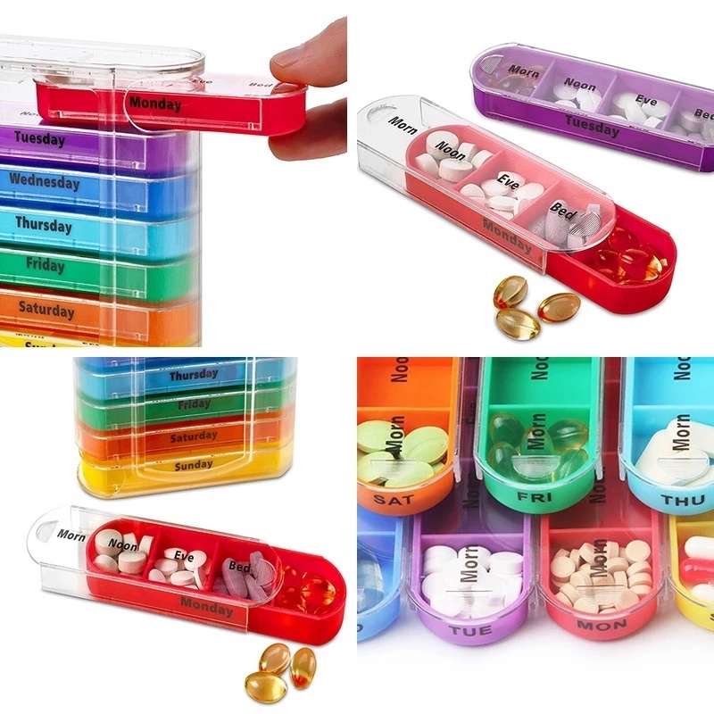 Hộp Đựng Thuốc Chia Ngăn 28 Ngày 7 Ngày/ 4 Lần Bằng Nhựa Chống Nước/Chống Ẩm