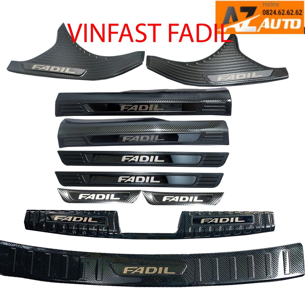 Ốp bậc cửa , ốp chống trầy cốp Vinfast Fadil , vân carbon cao cấp