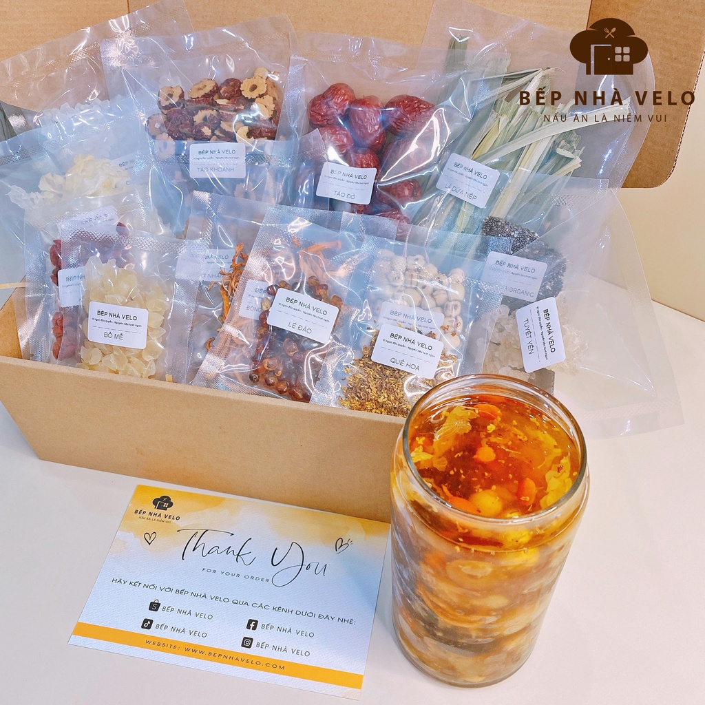 Set Chè Dưỡng Nhan, Tuyết Yến, Chuẩn 14 Vị Có Quế Hoa, Nấu được 4L Chè Đặc - Bếp Nhà Velo