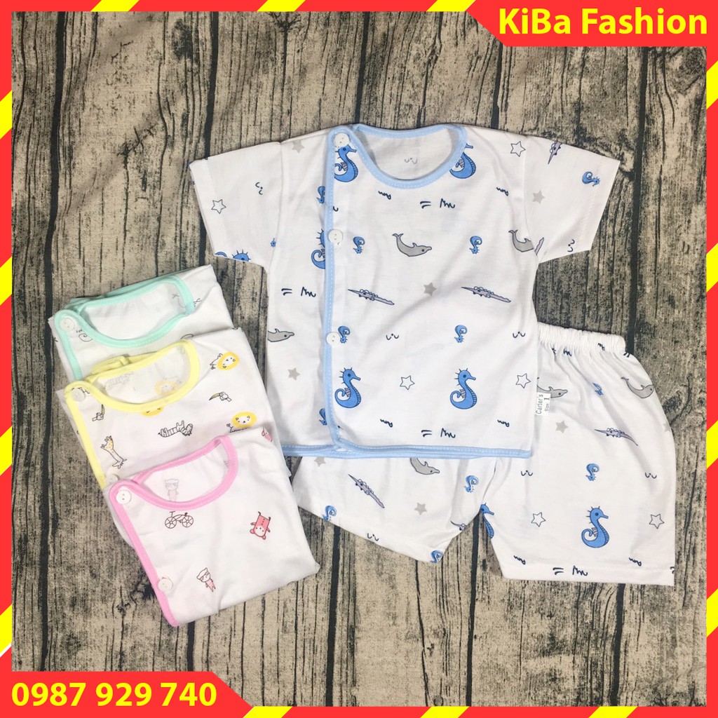 Bộ quần áo sơ sinh CỘC TAY  in hình chất cotton co giãn mềm mịn cho bé - BSS- TK0170 / bộ đồ sơ sinh