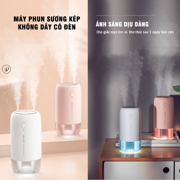 Máy phun sương tạo ẩm Jisulife JB08 - Máy tạo ẩm không khí và giữ ẩm da, dung tích 500ml - Hai chế độ phun đơn và kép