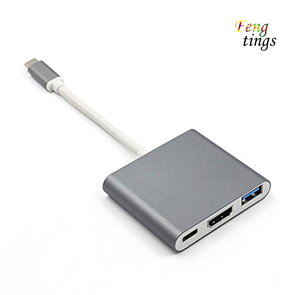 【FT】Type C Male to Type C Female 4K HDMI-compatible USB 3.0 Hub Adapter for Macbook Pro/Air