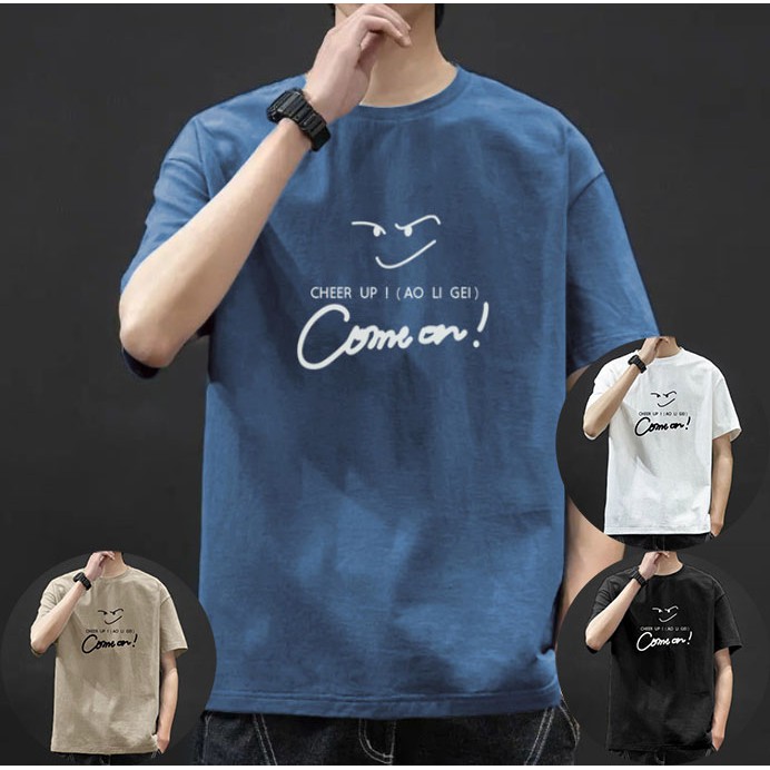 Triple A💕Korean version of the summer new short-sleeved T-shirt male youth self-cultivation printed shirt student trend wild round neck compassionate