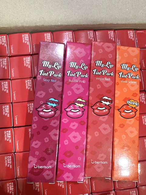 Combo 4 son xăm môi Hàn Quốc chính hãng Berisom Chu My Lip Tint Pack