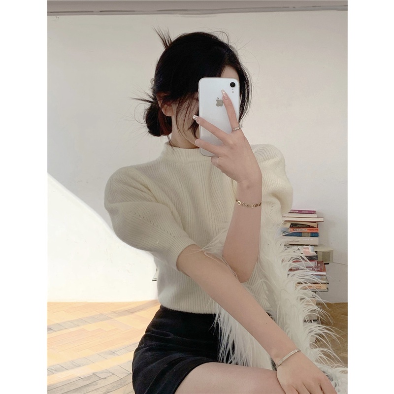 Áo Len Tay Ngắn Thiết Kế Mới Thời Trang Dành Cho Mùa Xuân Thu