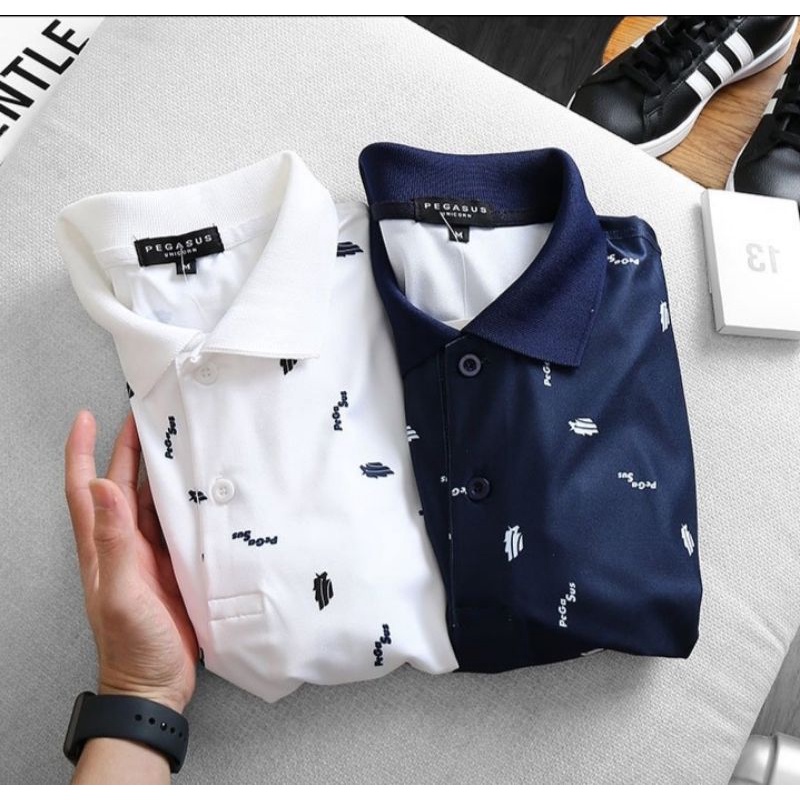 Áo thun nam, áp phông polo in phun thân Pega mã P0027  2 màu xanh trắng Vshop1502 | BigBuy360 - bigbuy360.vn