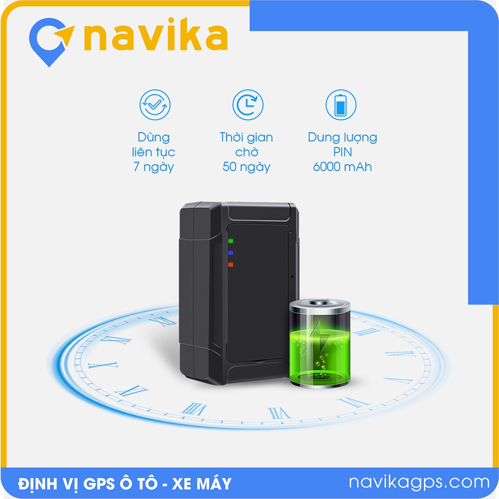 Định vị GPS không dây P60, có MIC ghi âm,chống nước, dùng PIN 15-20 ngày, Nam châm siêu dính BH 12 tháng - Navika GPS