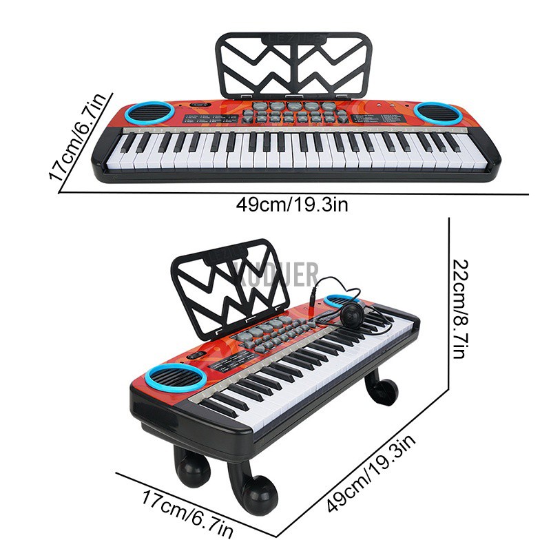 Digital Music Piano Keyboard 49 Key-Portable Electronic Musical Instrument w/Mic