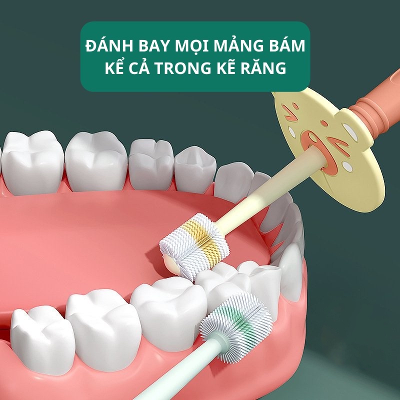 Bàn chải đánh răng xoay 360 độ siêu mềm cho bé từ 18 tháng tuổi Duola Duobu