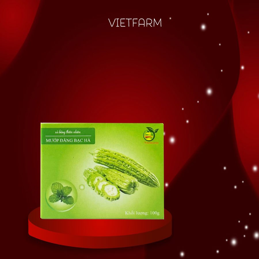 Xà Bông Mướp Đắng Bạc Hà - Xà Bông Thiên Nhiên - 100% Tự Nhiên An Toàn - Ngăn Ngừa Mụn Lưng, Mát Da, Dịu Da- Vietfarm