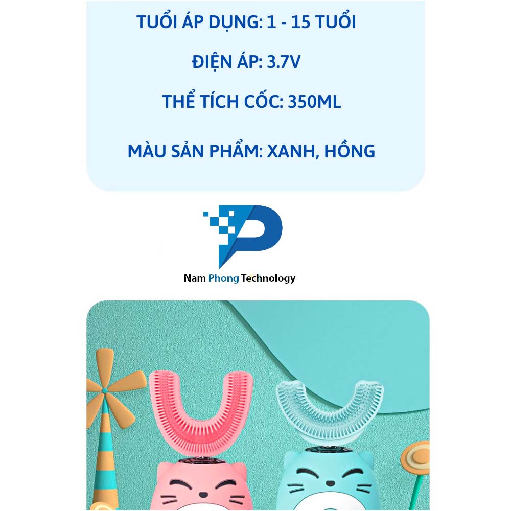 Bàn Chải Đánh Răng Điện Cho Bé Hình Thú Ngộ Nghĩnh DHA - Kiểu Dáng Thiết Kế Chữ U Thông Minh - NAMPHONG TECHNOLOGY