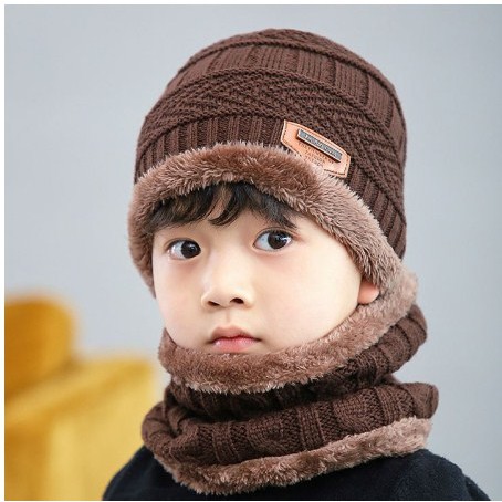 Mũ len kèm khăn ống cho bé từ 7-17 tuổi mã MS2021 cực ấp áp