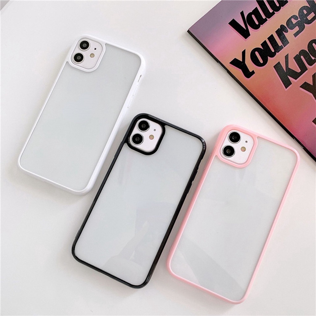 Ốp điện thoại trong suốt viền màu kẹo độc đáo cho iphone 12 pro 11 x xs max xr 8 7 plus se 2020