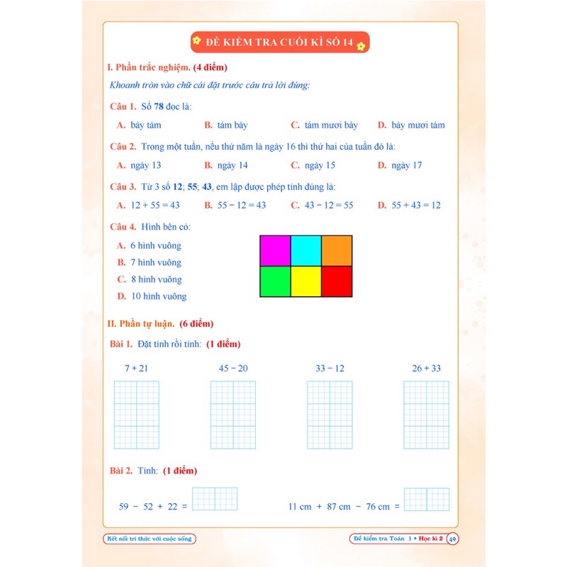 Sách - Đề Kiểm Tra Toán 1 (Học Kì 2) - Kết Nối Tri Thức Với Cuộc Sống