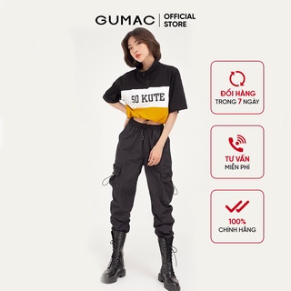 Áo thun nữ phối dây kéo GUMAC phong cách unisex năng động ATB461